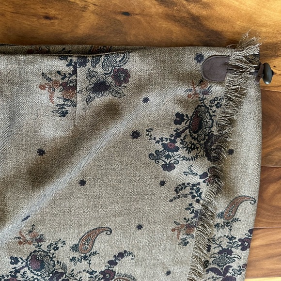 Northcrest Vintage Brown Paisley Wrap Skirt size 8 - Picture 4 of 6